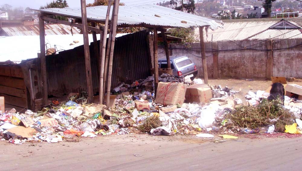 With the growing urban population in Dimapur and Kohima, the issue of public health and hygiene has become a major concern as authorities struggle to find consistent ways to dispose off garbage. In this image are garbage strewn all around a ‘disposal area’  in Chandmari Colony.